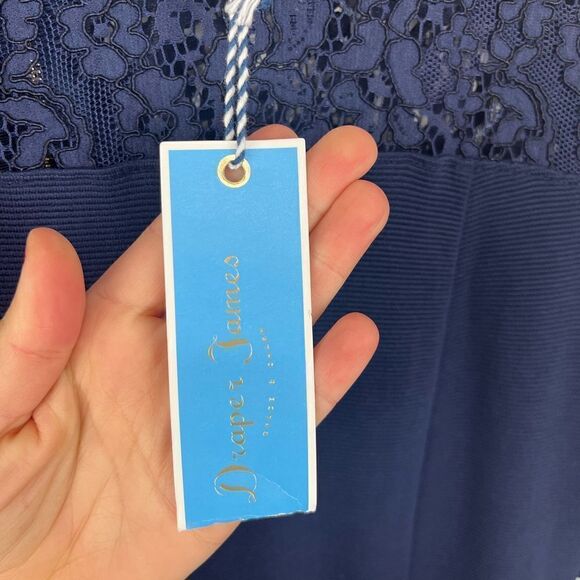 Draper James Nassau Navy Solid Flutter Short Sleeve Dress M NWT - Picture 3 of 9